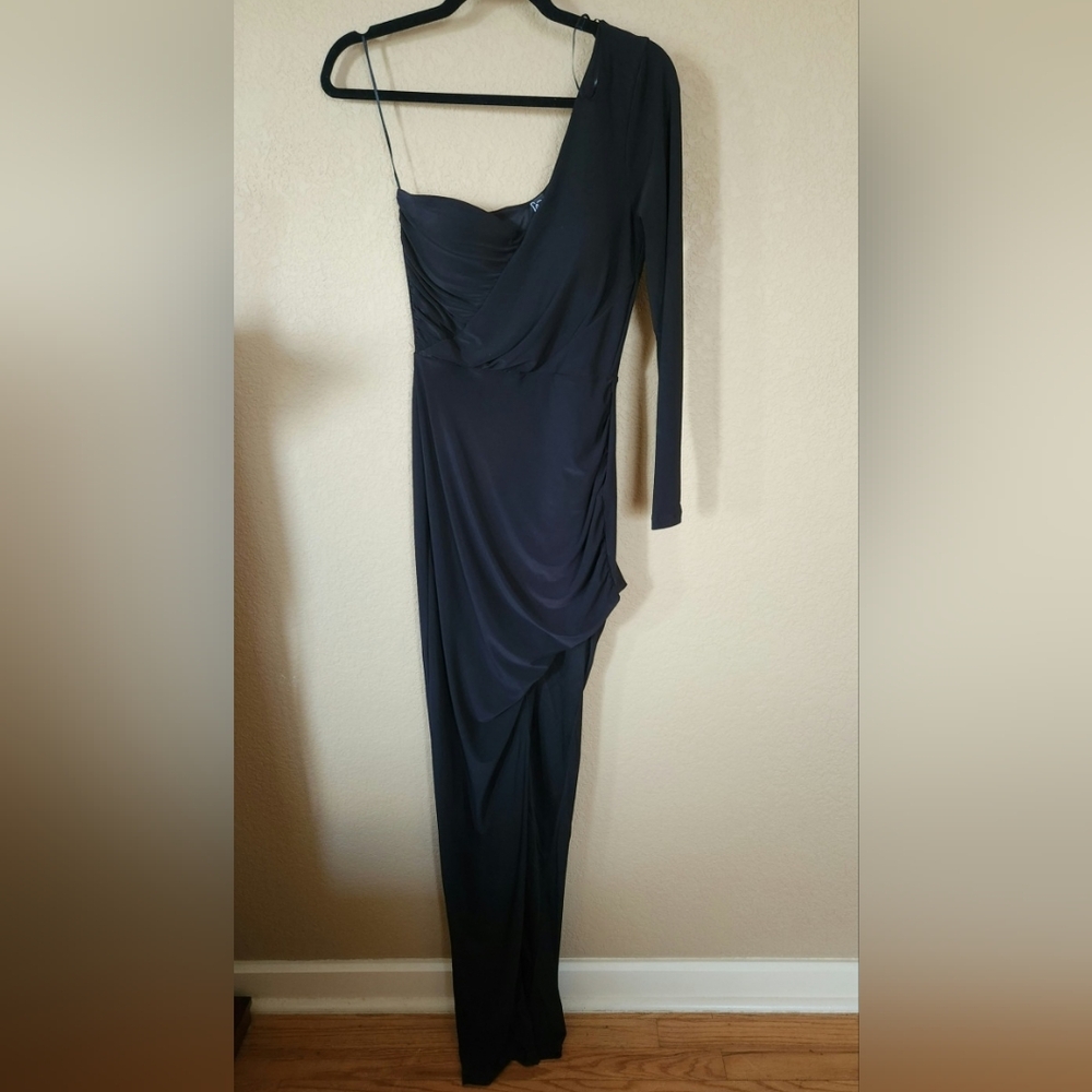 Windsor Black Long Sleeve Draped Dress